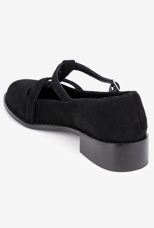 Pantofi dama din piele intoarsa neagra