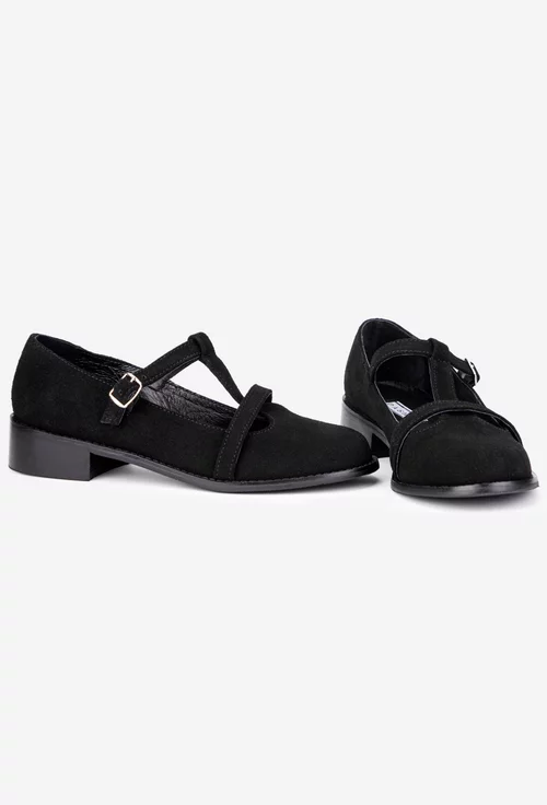 Pantofi dama din piele intoarsa neagra