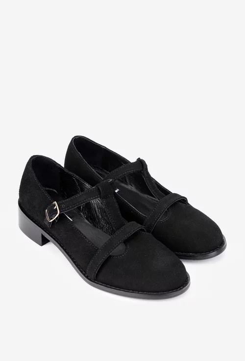 Pantofi dama din piele intoarsa neagra