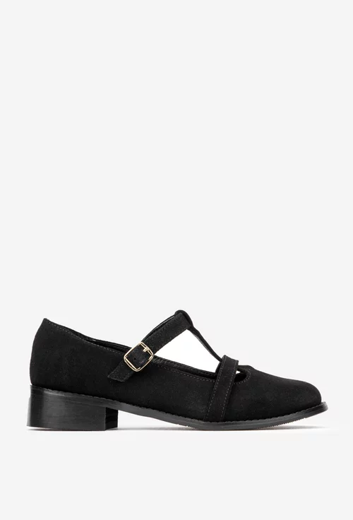Pantofi dama din piele intoarsa neagra