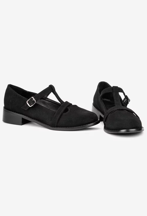 Pantofi dama din piele intoarsa neagra