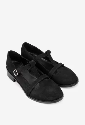 Pantofi dama din piele intoarsa neagra