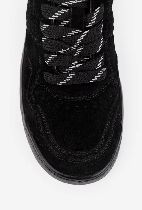 Pantofi dama din piele intoarsa neagra