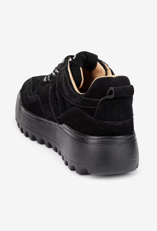 Pantofi dama din piele intoarsa neagra