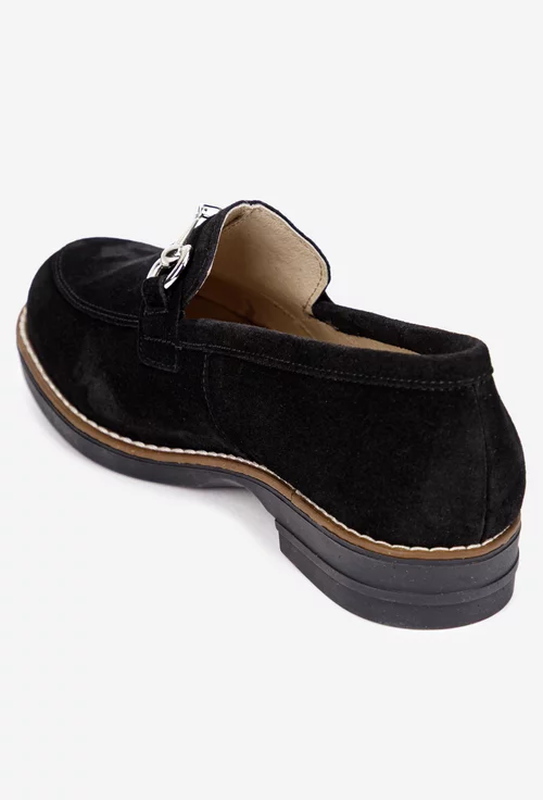 Pantofi dama din piele intoarsa neagra