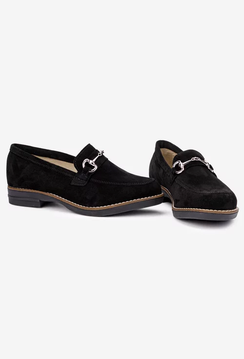 Pantofi dama din piele intoarsa neagra