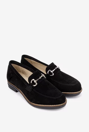 Pantofi dama din piele intoarsa neagra