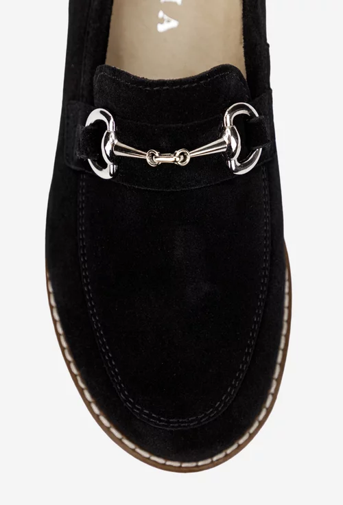 Pantofi dama din piele intoarsa neagra