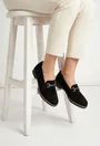 Pantofi dama din piele intoarsa neagra
