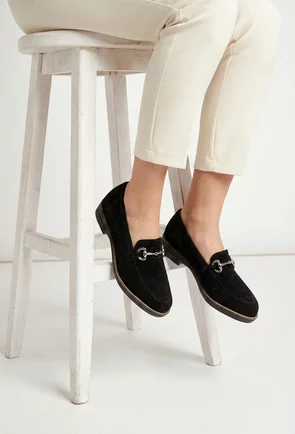 Pantofi dama din piele intoarsa neagra