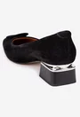 Pantofi dama din piele intoarsa neagra cu ornament