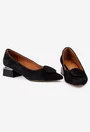 Pantofi dama din piele intoarsa neagra cu ornament