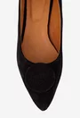 Pantofi dama din piele intoarsa neagra cu ornament