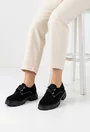 Pantofi dama din piele intoarsa neagra cu siret