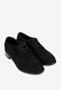 Pantofi dama din piele intoarsa neagra cu siret si toc mic
