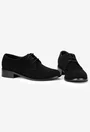 Pantofi dama din piele intoarsa neagra cu siret si toc mic