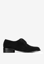Pantofi dama din piele intoarsa neagra cu siret si toc mic
