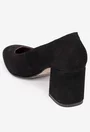 Pantofi dama din piele intoarsa neagra cu toc