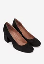 Pantofi dama din piele intoarsa neagra cu toc