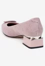 Pantofi dama din piele intoarsa roz pudra cu ornament
