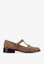 Pantofi dama din piele intoarsa taupe