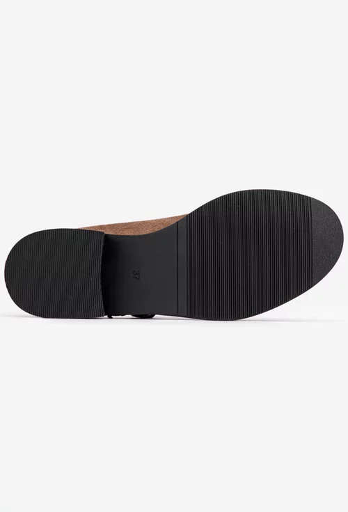 Pantofi dama din piele intoarsa taupe