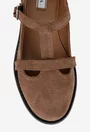 Pantofi dama din piele intoarsa taupe