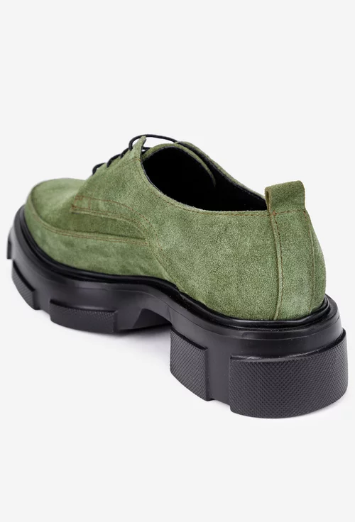 Pantofi dama din piele intoarsa verde