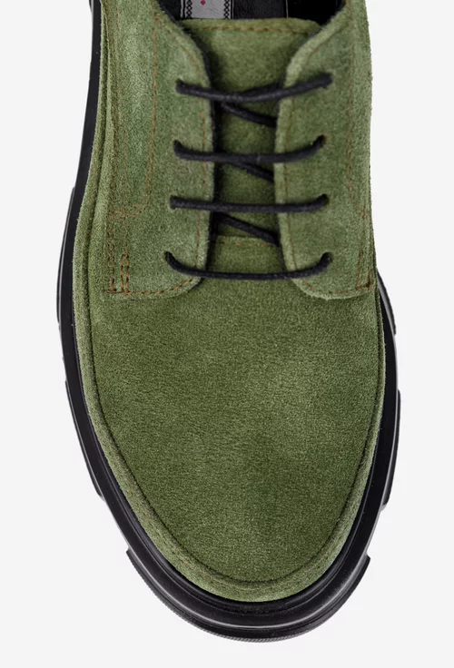 Pantofi dama din piele intoarsa verde
