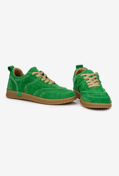 Pantofi dama din piele intoarsa verde