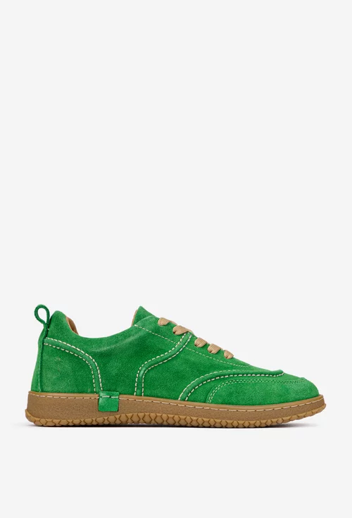 Pantofi dama din piele intoarsa verde