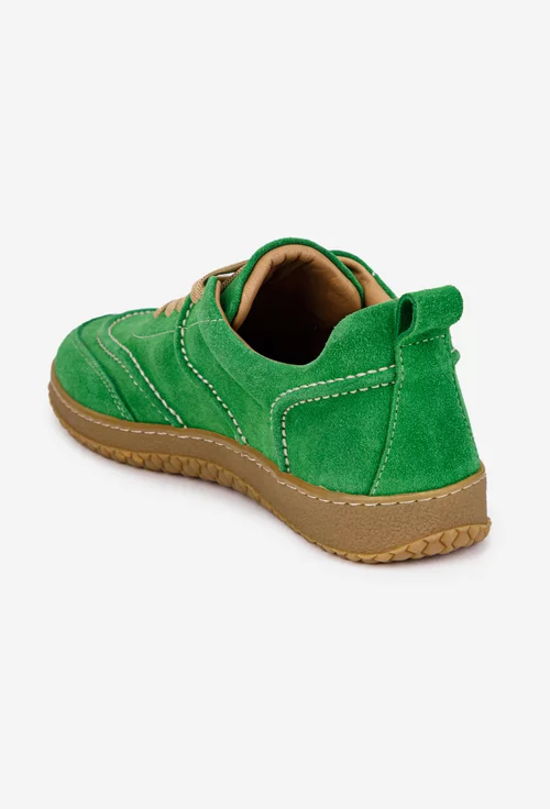 Pantofi dama din piele intoarsa verde