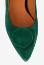 Pantofi dama din piele intoarsa verde cu ornament