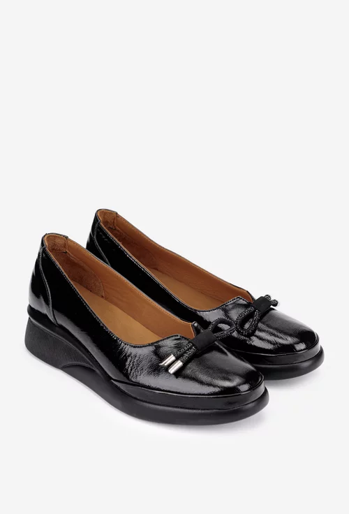 Pantofi dama din piele lacuita neagra
