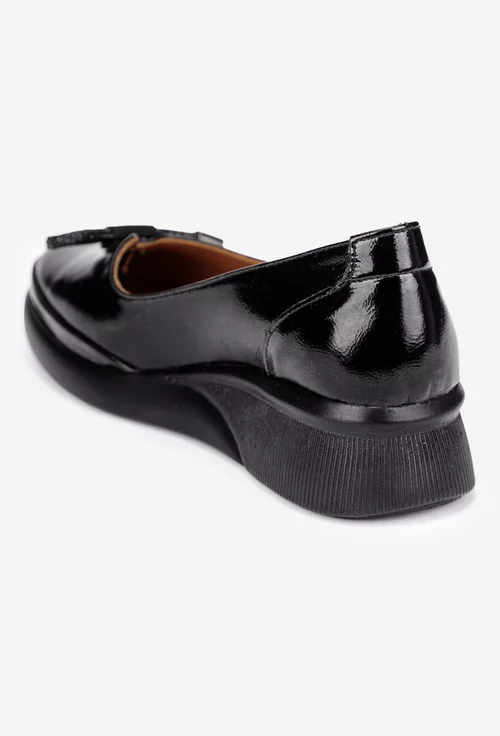 Pantofi dama din piele lacuita neagra