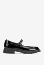 Pantofi dama din piele lacuita neagra cu bareta
