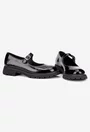 Pantofi dama din piele lacuita neagra cu bareta