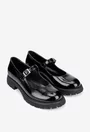 Pantofi dama din piele lacuita neagra cu bareta