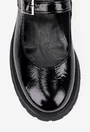 Pantofi dama din piele lacuita neagra cu bareta