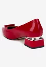 Pantofi dama din piele lacuita rosie cu ornament