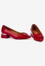 Pantofi dama din piele lacuita rosie cu ornament