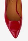 Pantofi dama din piele lacuita rosie cu ornament