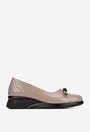 Pantofi dama din piele lacuita taupe