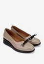 Pantofi dama din piele lacuita taupe