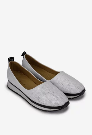 Pantofi dama din piele naturala alba