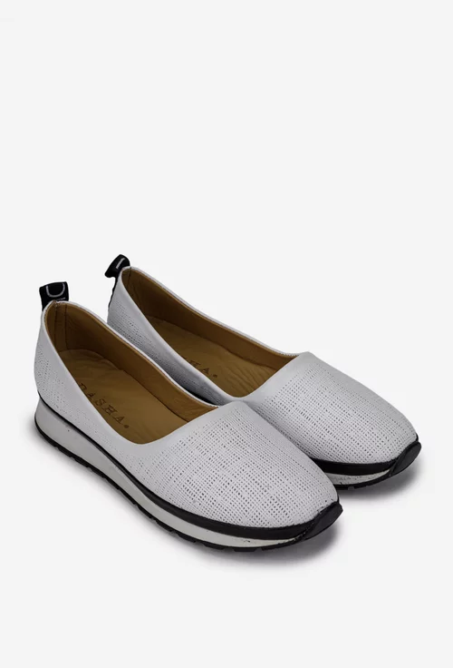 Pantofi dama din piele naturala alba