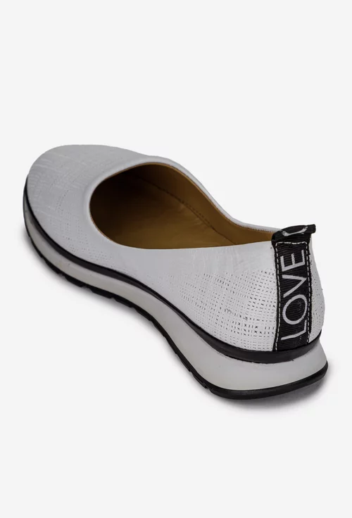 Pantofi dama din piele naturala alba