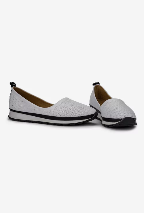 Pantofi dama din piele naturala alba
