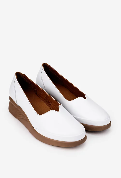 Pantofi dama din piele naturala alba