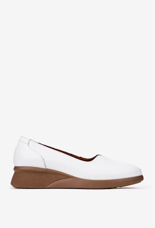 Pantofi dama din piele naturala alba